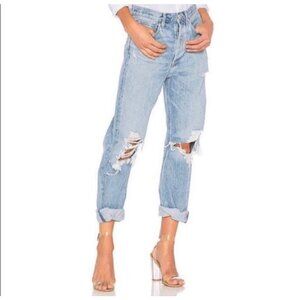 Agolde 90'S Mid Rise Loose Fit Button Fly Straight Leg Jeans in Fall Out